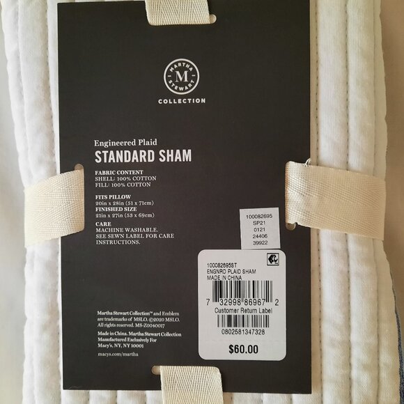 Martha Stewart 100% Cotton King Quilt & 2 Standard Shams - Engineered Plaid - Picture 8 of 8